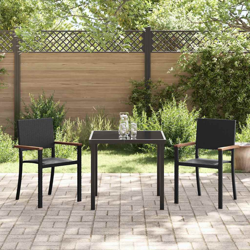 Mobilier de grădină - Set de masă pentru grădină 3 pcs Negru Rattan poli
