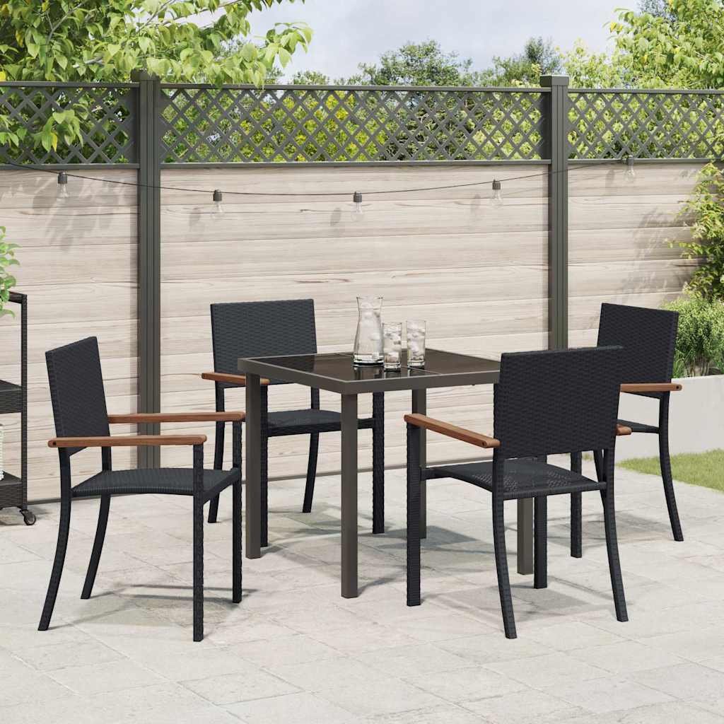 Mobilier de grădină - Set de masă pentru grădină 5 pcs Negru Rattan poli