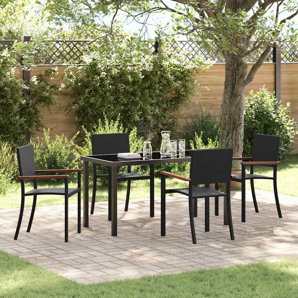 Seturi mobilier de grădină - Set de masă pentru grădină 5 pcs Negru Rattan poli