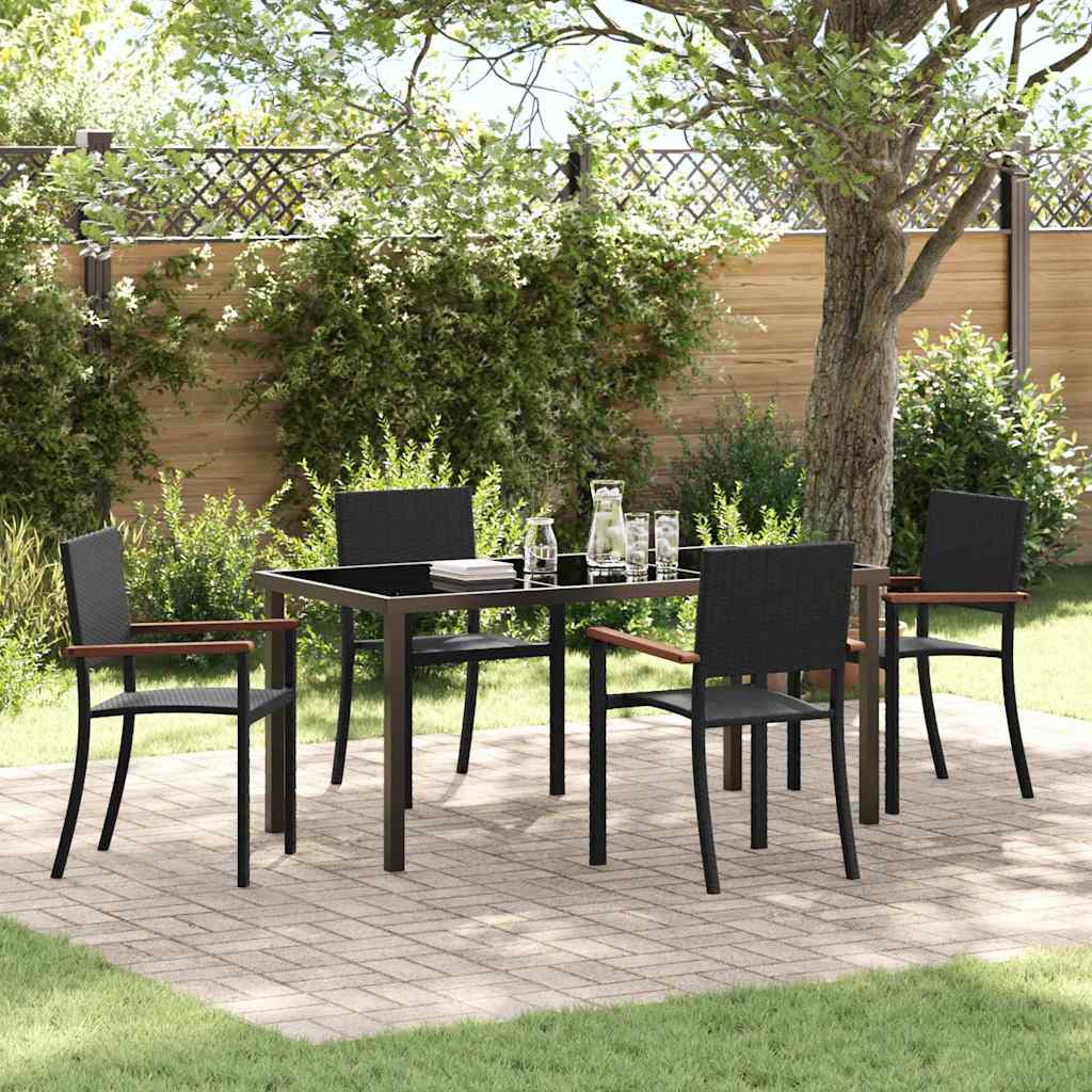 Seturi mobilier de grădină - Set de masă pentru grădină 5 pcs Negru Rattan poli