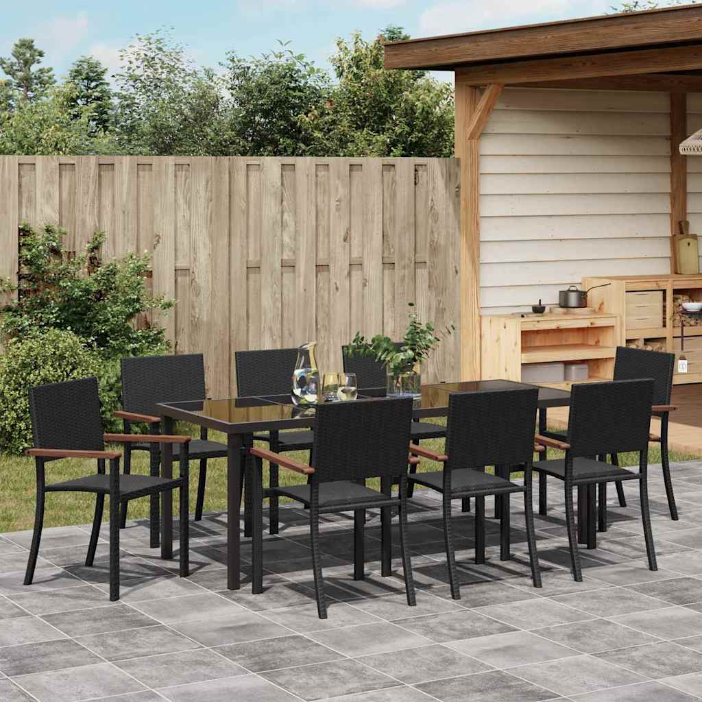 vidaXL Garten Essgruppe 9 pcs Schwarz Pulverbeschichteter Stahl – Bild 4
