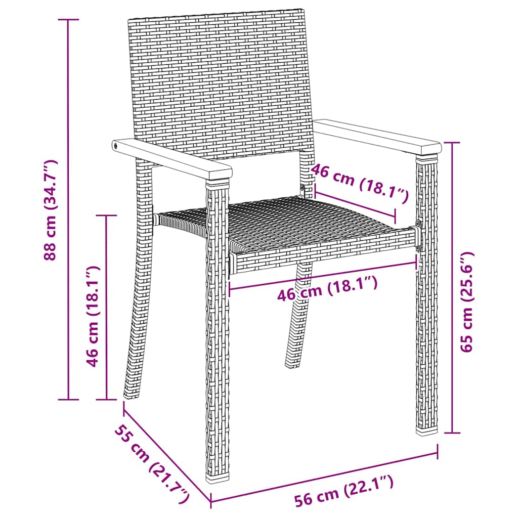 vidaXL Garten Essgruppe 9 pcs Schwarz Pulverbeschichteter Stahl – Bild 10