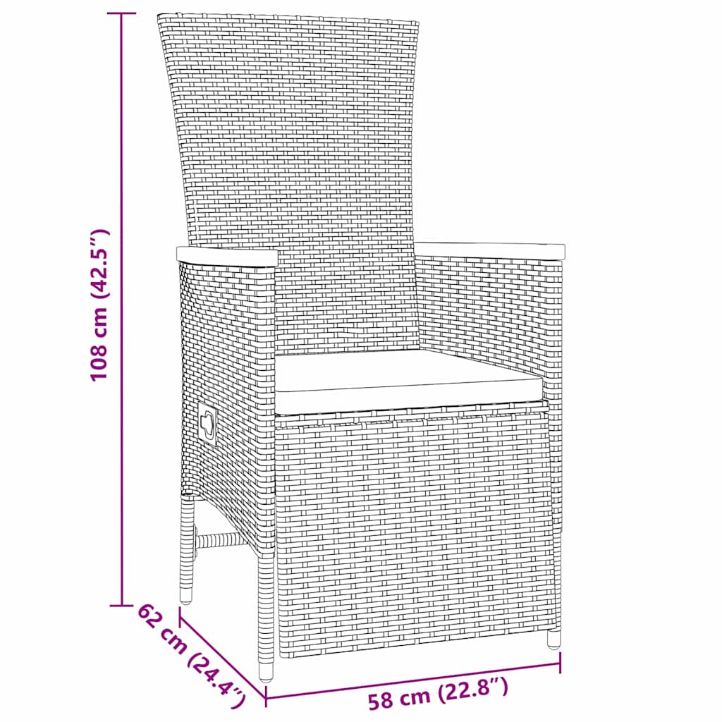 vidaXL Garten Essgruppe mit Kissen 9 pcs Grau Poly-Rattan – Bild 10