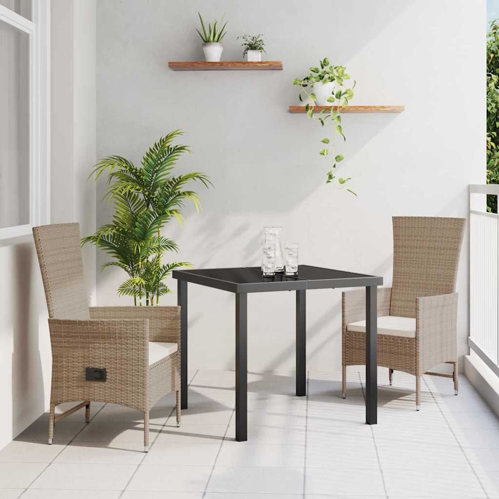 3 Delers Have Spisesæt med Puder Beige Poly Rattan