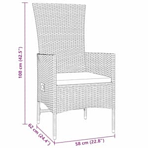 Zahradní jídelní souprava s polštářem 3 pcs Béžová polyratan - obrázek 10