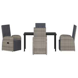 Zahradní jídelní souprava s polštářem 5 pcs Šedá polyratan - obrázek 7