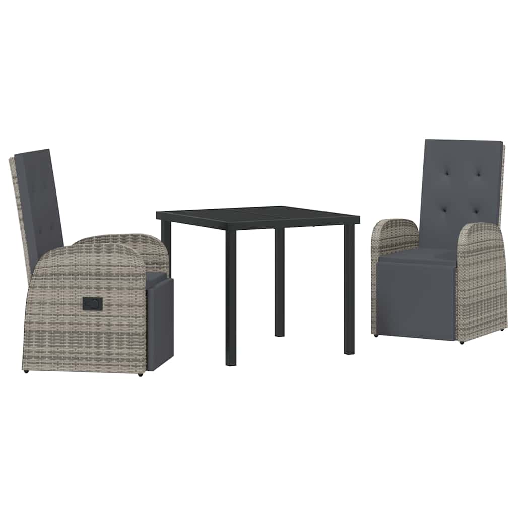 Kallistettavat puutarhatuolit 3 pcs Harmaa Tumma harmaa