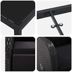 Zahradní jídelní souprava s polštářem 5 pcs Černá polyratan - obrázek 9
