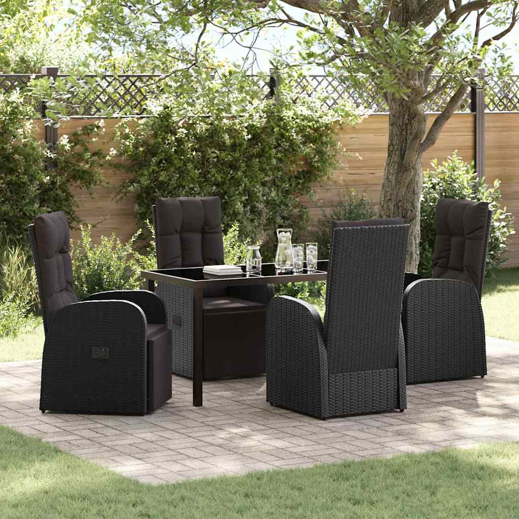 Nakláňacie záhradné kreslá 5 pcs Čierna 140 x 70 x 73 cm 3379515