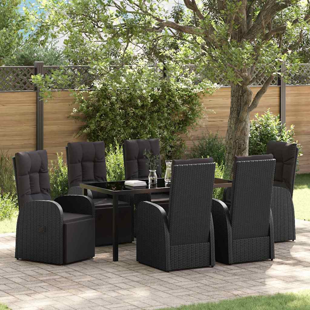 Polohovacie záhradné stoličky 7 pcs Čierna 160 x 80 x 73 cm 3379517