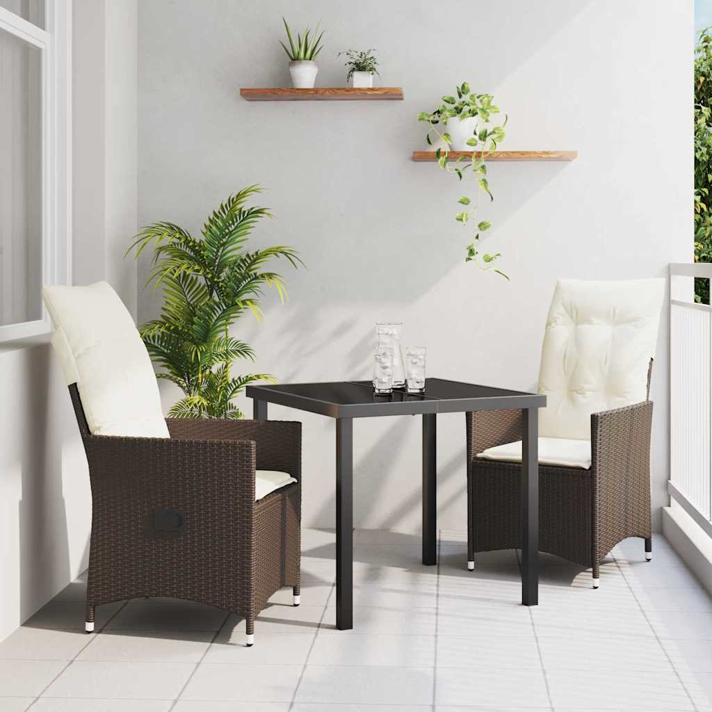 3-delt havemøbel sæt med puder Brun Poly Rattan