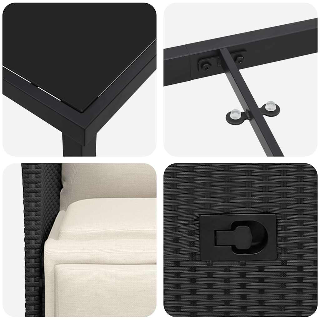 Garden Dining Set with Cushion 5 pcs Black Poly Rattan 3379563