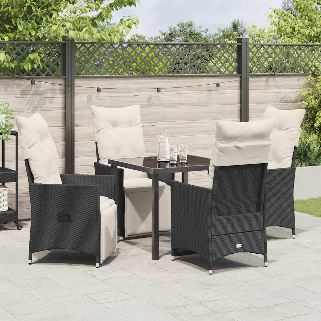 Garden Dining Set with Cushion 5 pcs Black Poly Rattan 3379563