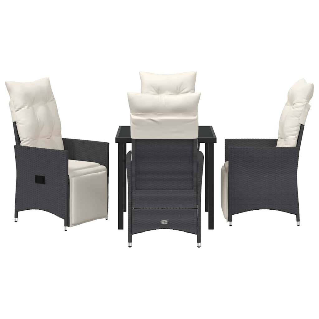Garden Dining Set with Cushion 5 pcs Black Poly Rattan 3379563