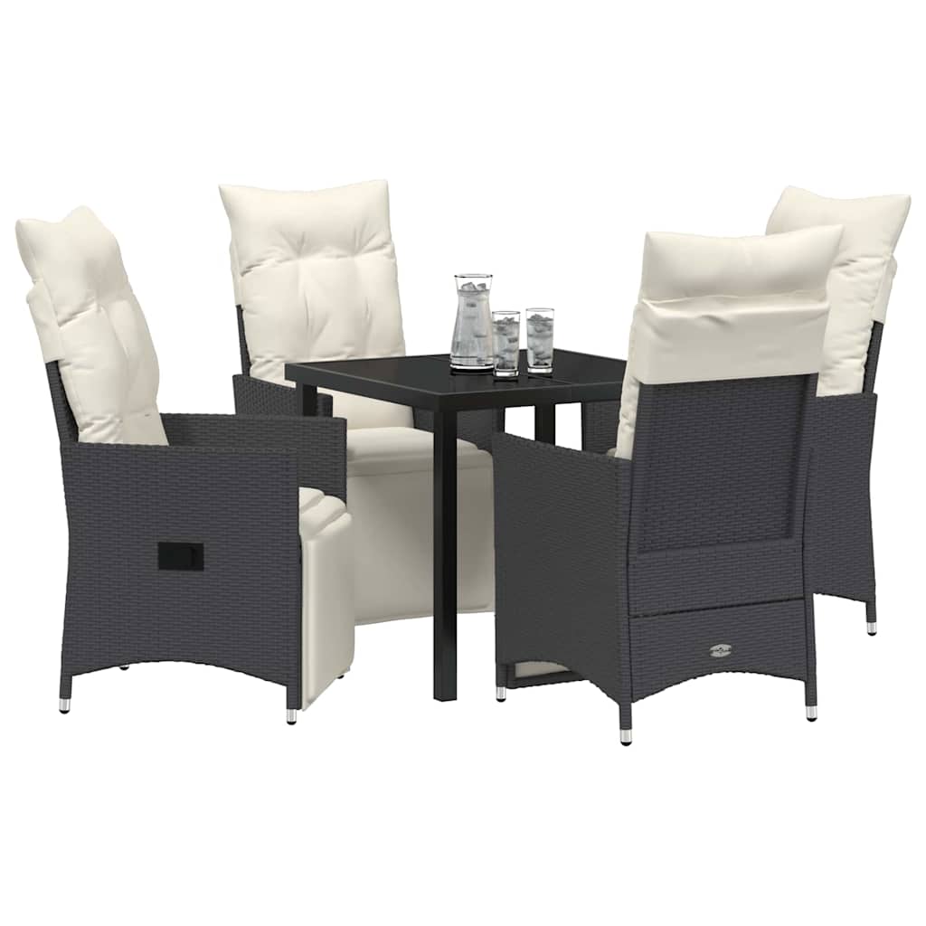 Garden Dining Set with Cushion 5 pcs Black Poly Rattan 3379563