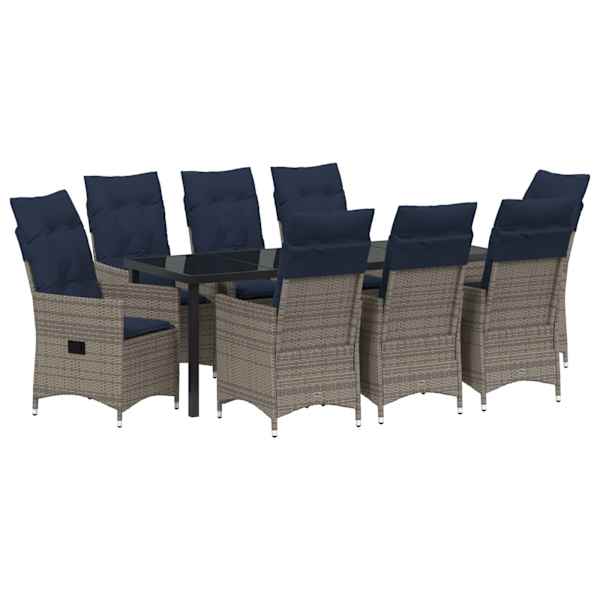 vidaXL Lauda ja toolide komplekt 9 tk Hall PE rattan