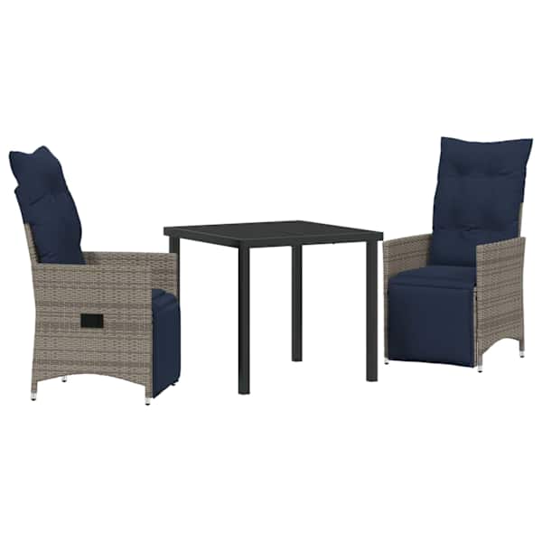 vidaXL Lauda ja toolide komplekt 3 tk Hall PE rattan