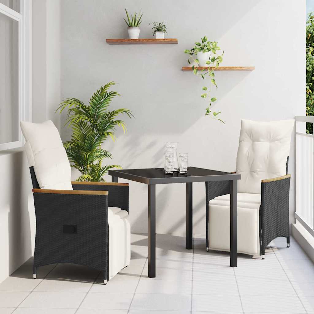 3-delt have spisebord sæt med puder sort poly rattan