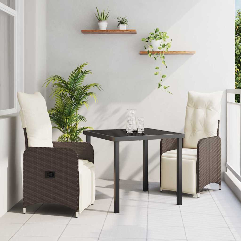 3 Delers Havemøbler Sæt med Puder Brun Poly Rattan