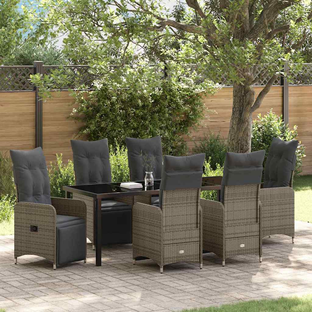7 stykker havemøbel sæt med hynder beige poly rattan