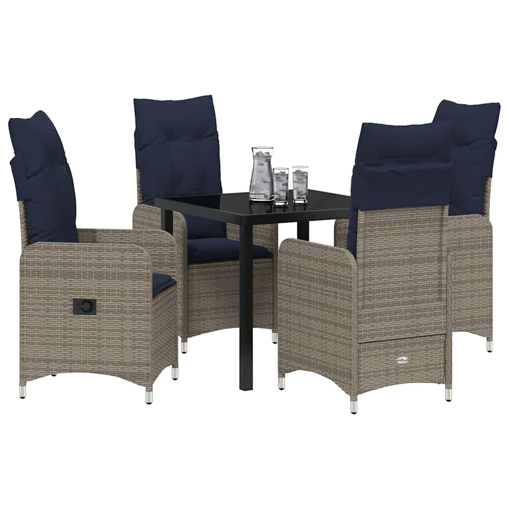 vidaXL Tuin Eetset 5 pcs Grijs poly rattan
