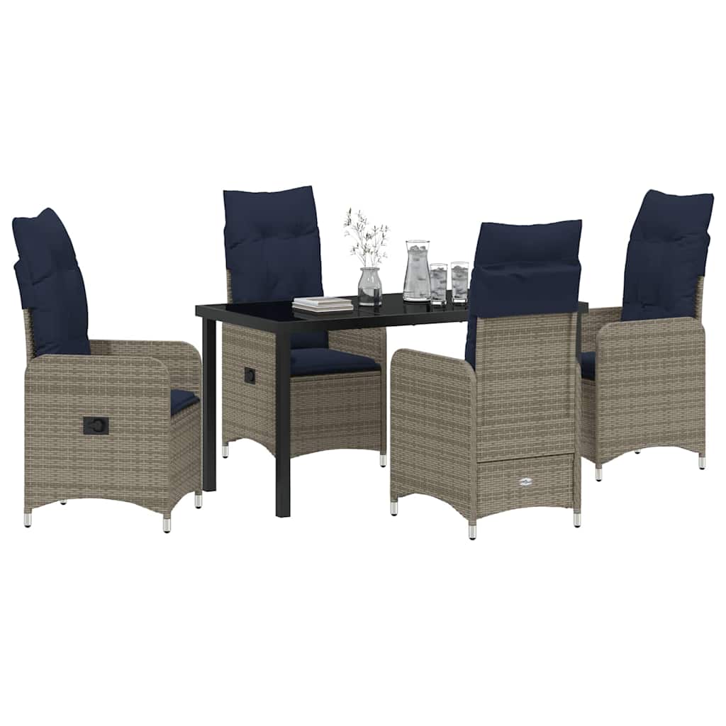 vidaXL Tuin Eetset 5 pcs Grijs poly rattan