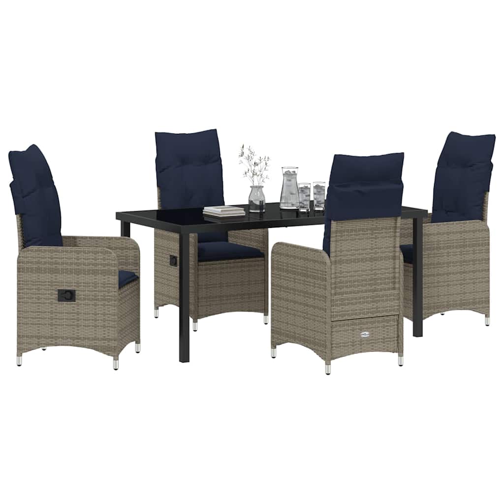 vidaXL Tuin Eetset 5 pcs Grijs poly rattan