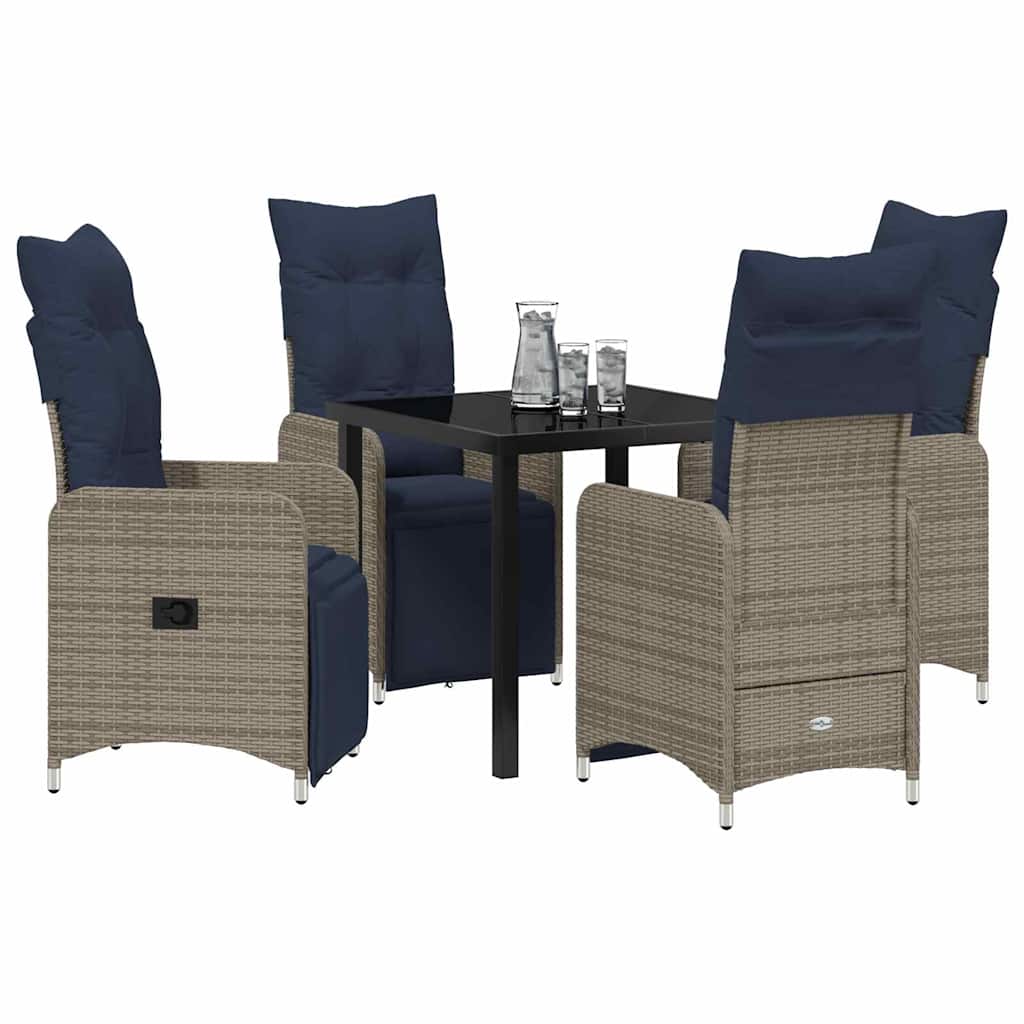vidaXL Tuin Eetset 5 pcs Grijs poly rattan