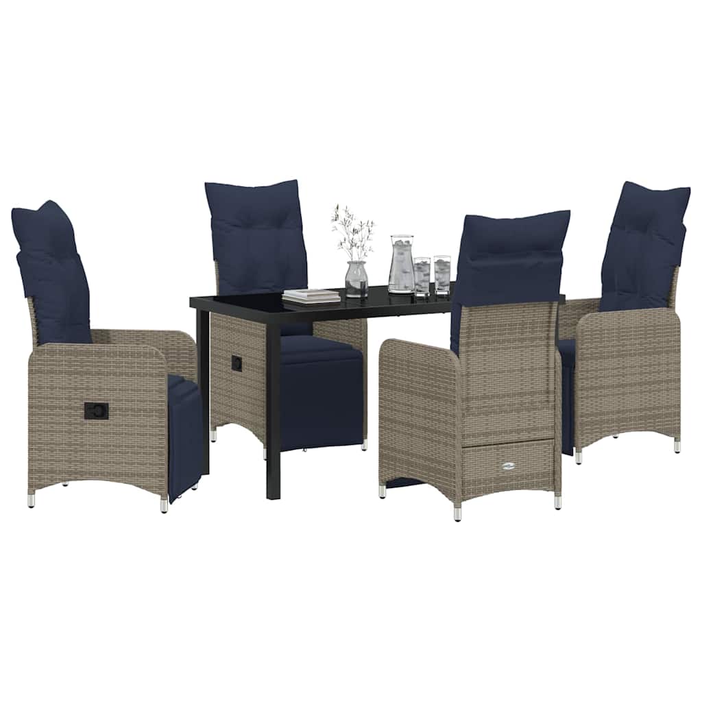vidaXL Tuin Eetset 5 pcs Grijs poly rattan