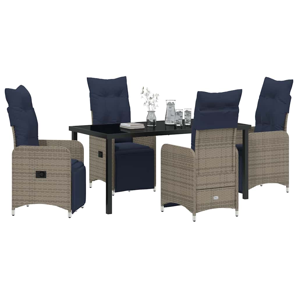 vidaXL Tuin Eetset 5 pcs Grijs poly rattan