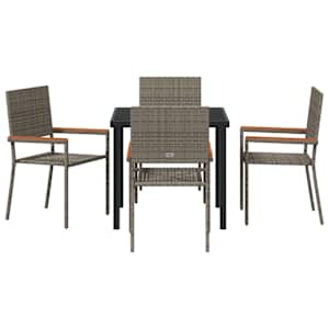 Zahradní jídelní souprava s polštářem 5 pcs Šedá polyratan - obrázek 7