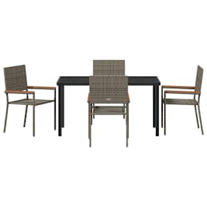 Zahradní jídelní souprava s polštářem 5 pcs Šedá polyratan - obrázek 7