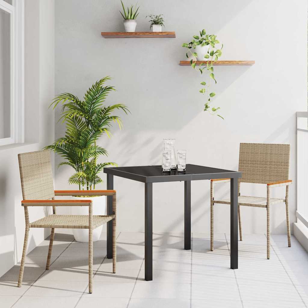 3-osainen puutarhan ruokailu setti beige polyrottinki