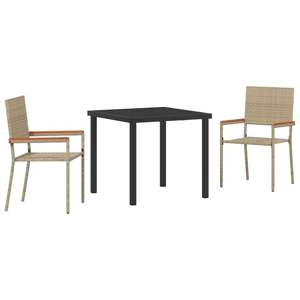 3-osainen puutarhan ruokailu setti beige polyrottinki