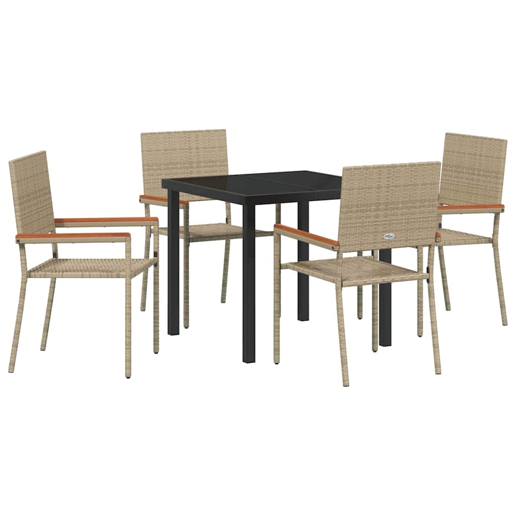 5-osainen puutarha ruokailusetti Beige polyrottinki