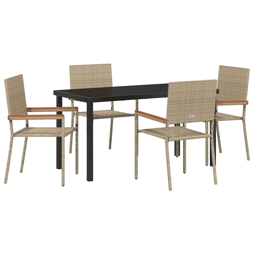 5 osan puutarhan ruokailusetti beige polyrottinki