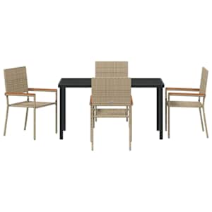 Zahradní jídelní souprava s polštářem 5 pcs Béžová polyratan - obrázek 7