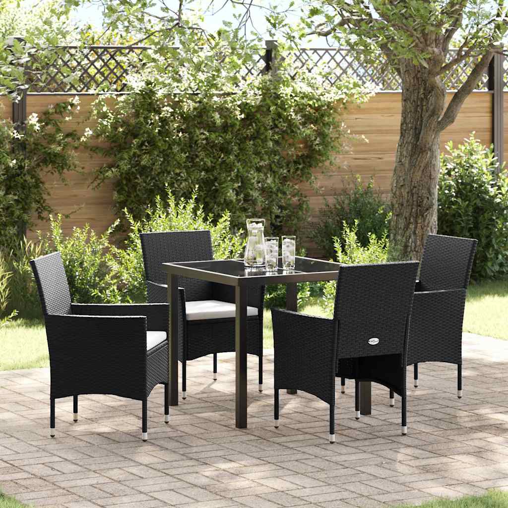5 Deles Have Spisestel Sort Polyrattan