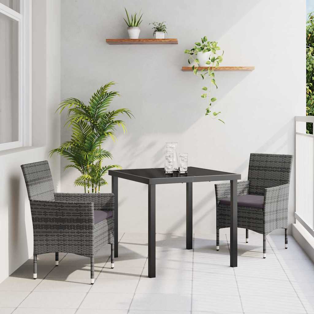 3 Stykker Havemøbler Spisestole Grå Poly Rattan