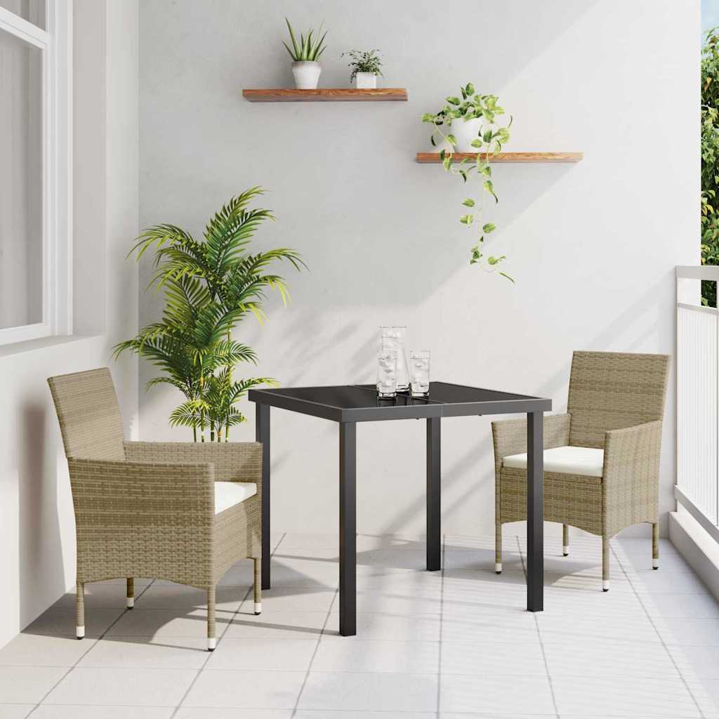 3 Stykke Have Spisestols Sæt Beige Poly Rattan