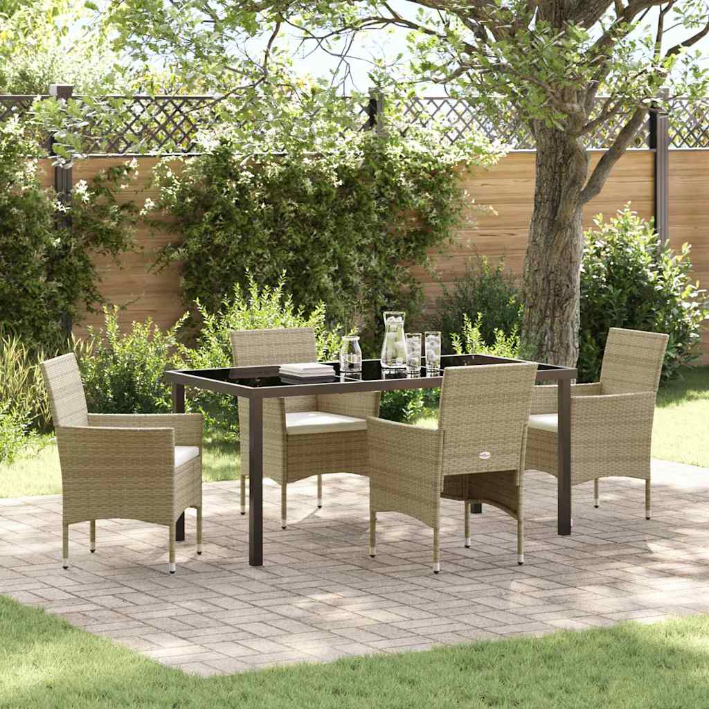 5 Delers Havemøbelsæt Beige Poly Rattan