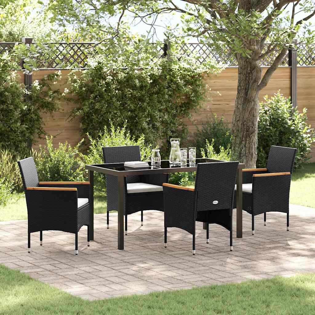 5-teiliges Garten-Ess-Set Schwarz Poly-Rattan