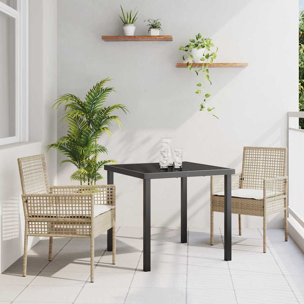 3 Deles Have Spisesæt med Puder Beige Poly Rattan