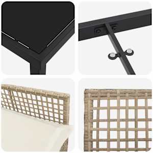 Zahradní jídelní souprava s polštářem 5 pcs Béžová polyratan - obrázek 9