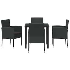 Zahradní jídelní souprava s polštářem 5 pcs Černá polyratan - obrázek 7