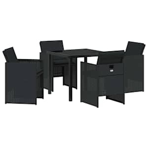Zahradní jídelní souprava s polštářem 5 pcs Černá polyratan - obrázek 2