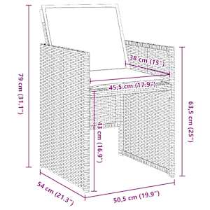 Zahradní jídelní souprava s polštářem 5 pcs Šedá polyratan - obrázek 10