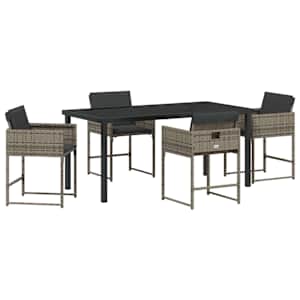 Zahradní jídelní souprava s polštářem 5 pcs Šedá polyratan - obrázek 2