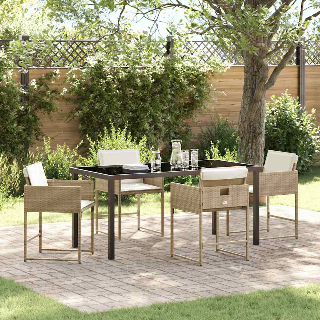 5 Deligt Have Spisesæt med Puder Beige Polyrattan