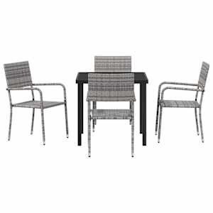 Zahradní jídelní souprava s polštářem 5 pcs Šedá polyratan - obrázek 7